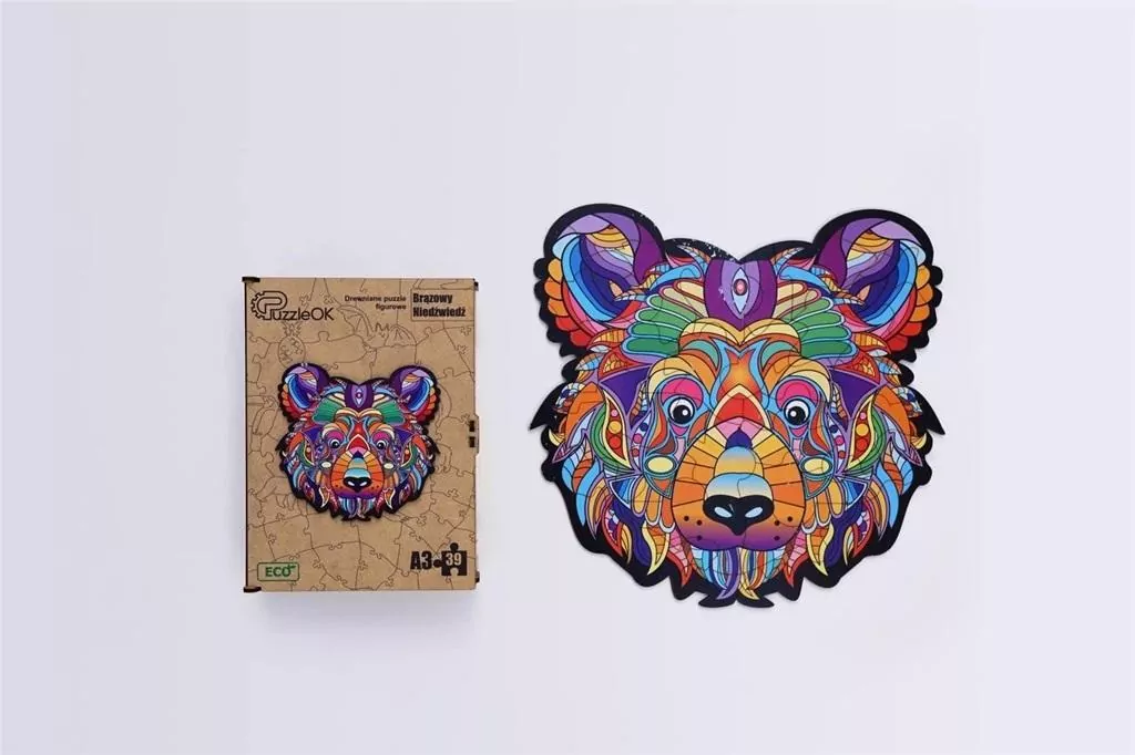 Puzzle drewniane eko 39. Brązowy niedźwiedź - tantis.pl