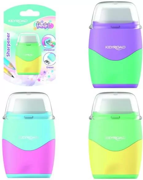 Keyroad. Temperówka plastikowa z gumką, pastel - tantis.pl