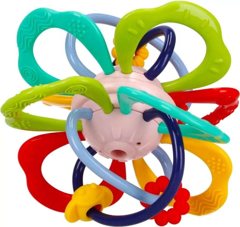 Sensoryczna kula gryzak z grzechotką - tantis.pl