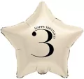 Balon foliowy Gwiazda kremowa cyfra 3 44cm - tantis.pl