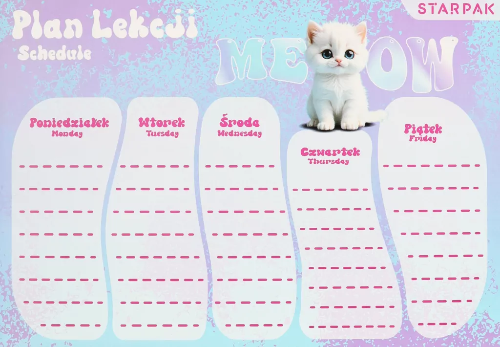 Plan lekcji A5 z naklejkami na zeszyt Cuties - tantis.pl