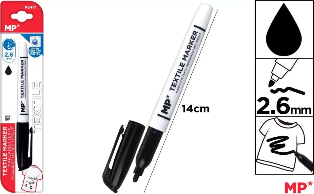 Marker do tkanin 2,6mm czarny - tantis.pl