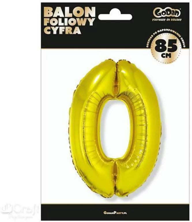 Balon foliowy. "Cyfra 0", złota, 92 cm - tantis.pl