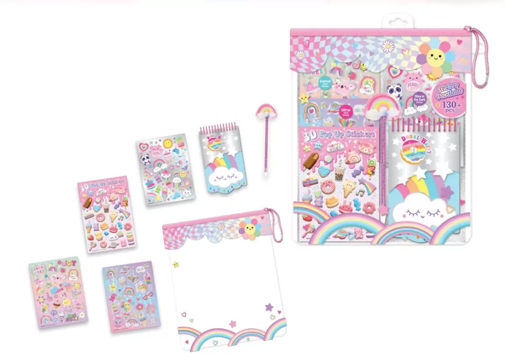 Mega zestaw naklejek z długopisem w saszetce Słodycze - tantis.pl