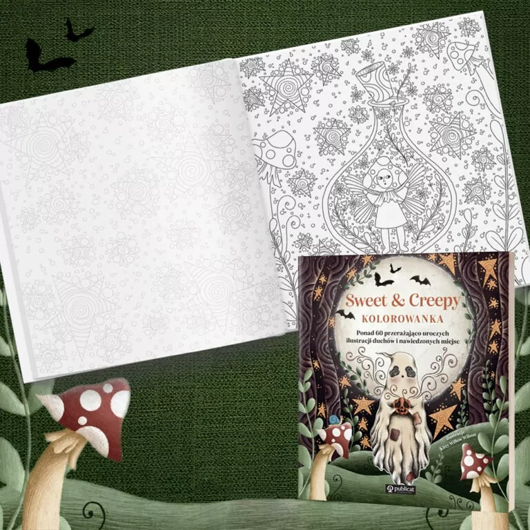 Sweet & Creepy. Kolorowanka. Ponad 60 przerażająco uroczych ilustracji duchów i nawiedzonych miejsc - tantis.pl
