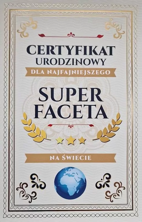 Karnet Certyfikat Urodzinowy Super Faceta - tantis.pl