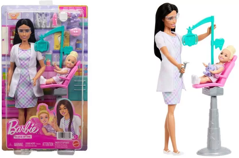 Barbie Dentystka Zestaw 2 (Lalka brunetka) - tantis.pl