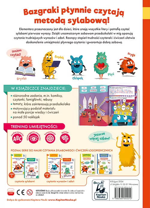Bazgraki czytają wyrazy i zdania. Czytanie sylabowe. Elementarz - tantis.pl