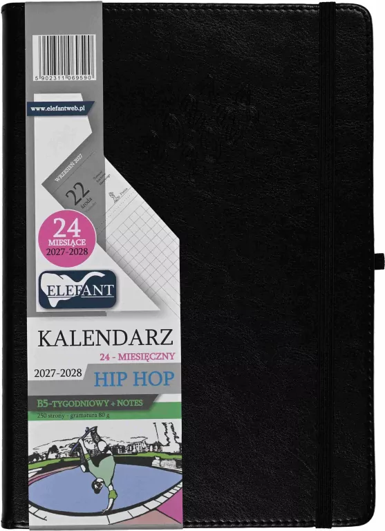 Kalendarz Hip hop 2027/28 B5 tyg. czarny - tantis.pl