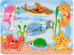 Układanka drewno. Zwierzęta morskie