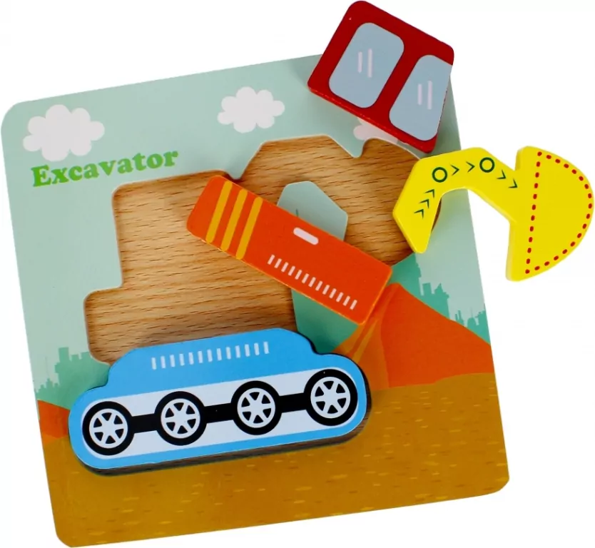 Układanka drewniana koparka 4 elementy - tantis.pl