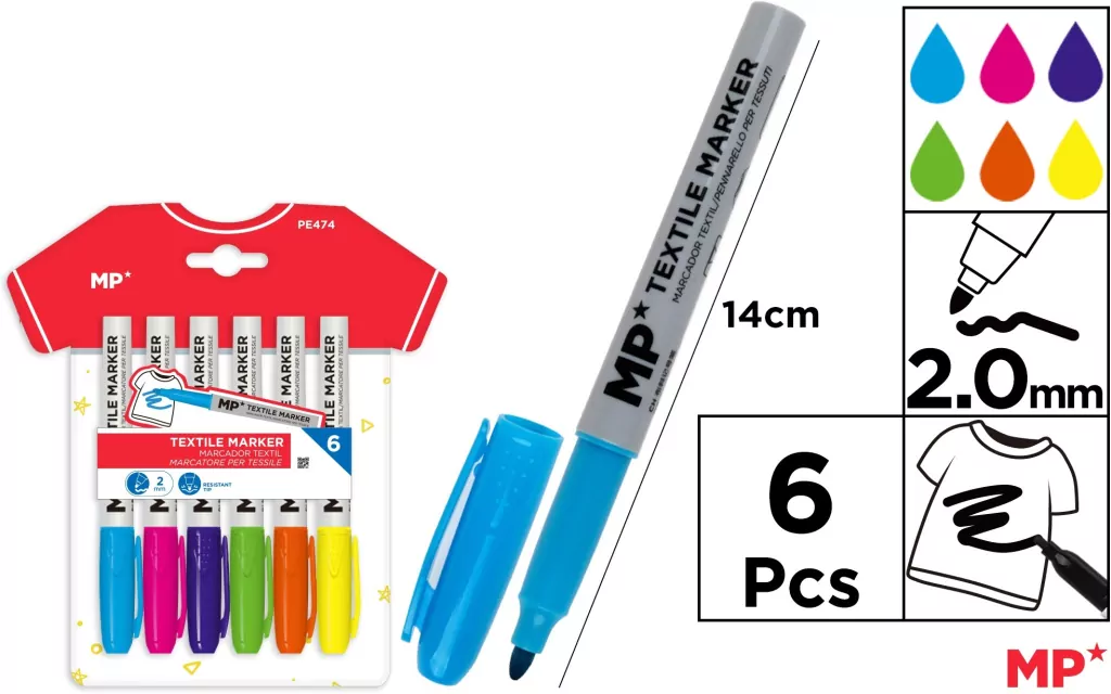 Marker do tekstyliów 6 kolorów - tantis.pl