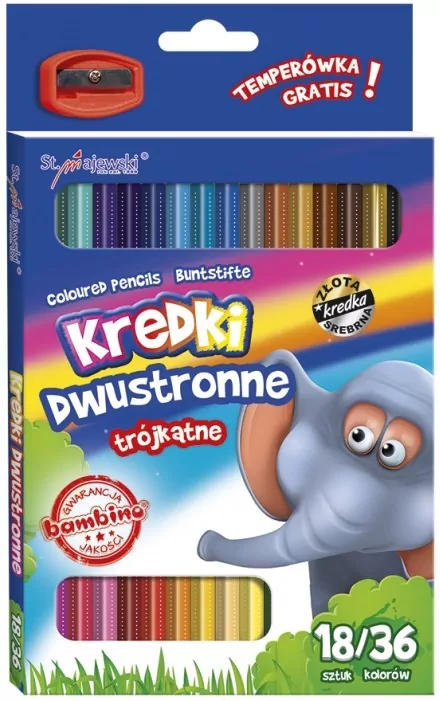 Kredki dwustronne trójkątne Bambino. 36 kolorów - tantis.pl
