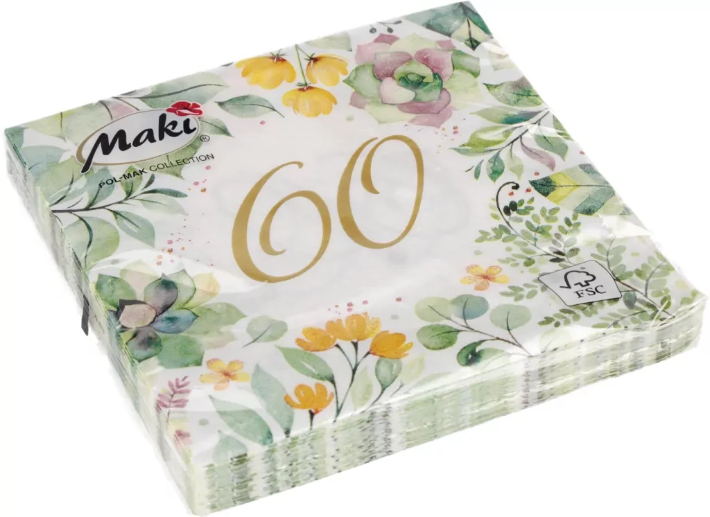 SERWETKA PAP 3W 330X330 60 LAT FLORAL PM OP - tantis.pl