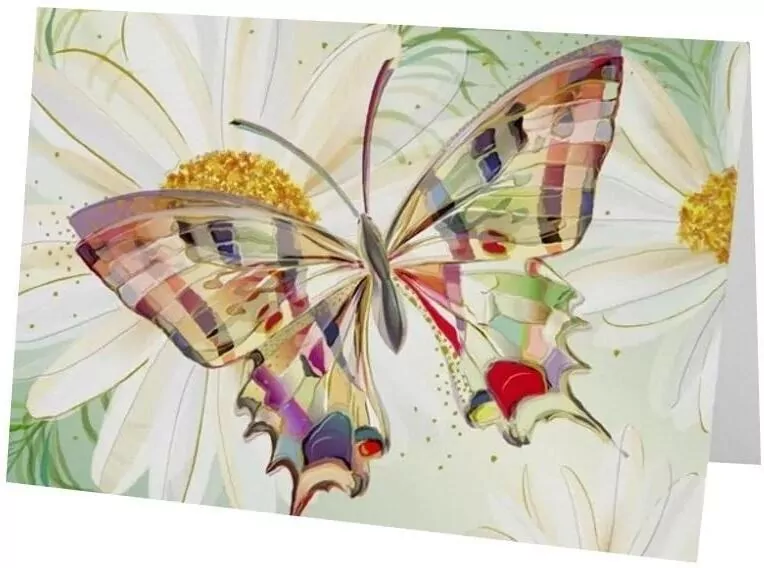 Karnet B6 + koperta. Motyl, kwiaty - tantis.pl