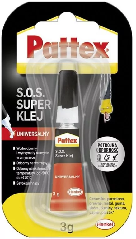 Klej w płynie Pattex SOS uniwersalny, wodoodporny 3g (1463076) - tantis.pl