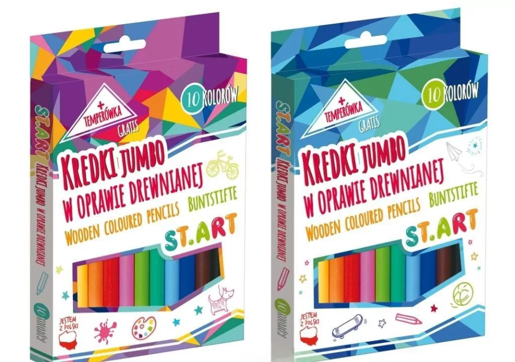 Kredki Jumbo. 10 kolorów + temperówka - tantis.pl