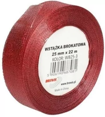 Wstążka brokatowa czerwona 25mmx22m