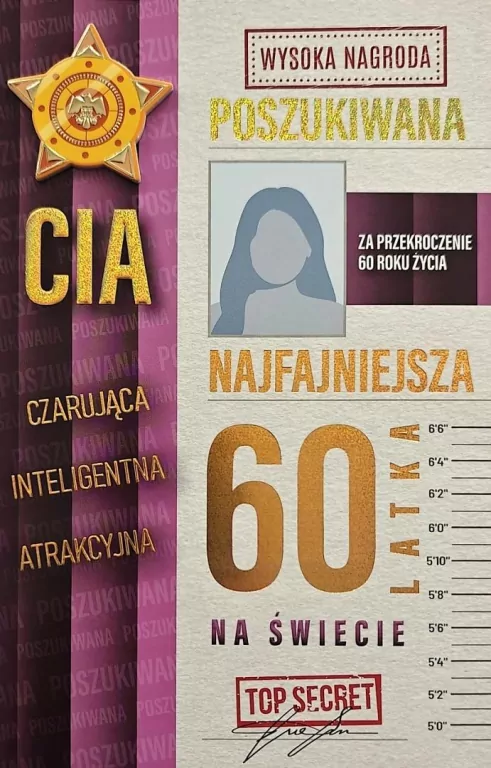 Karnet Urodziny 60 damskie poszukiwana - tantis.pl