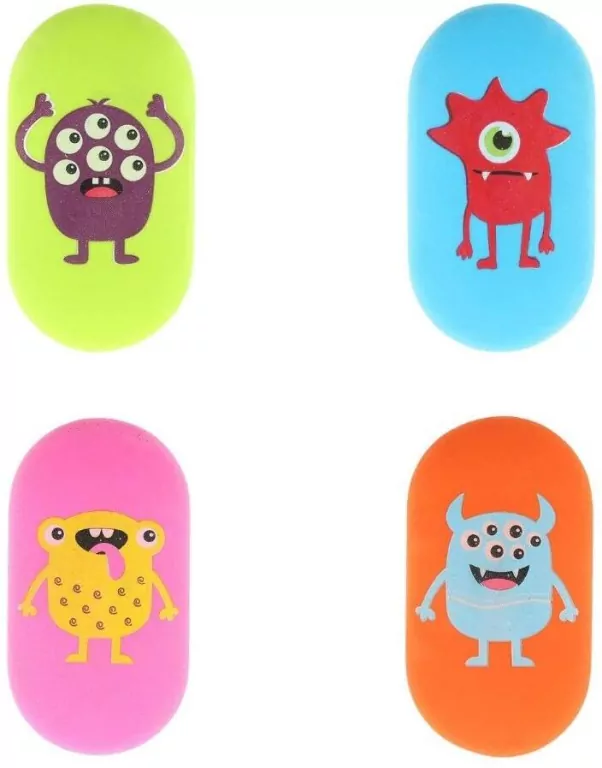 Gumka owalna z nadrukiem Monster (24szt) STRIGO - tantis.pl