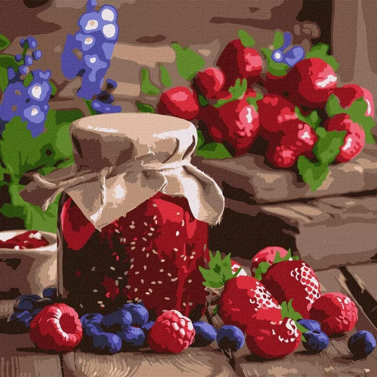 Malowanie po numerach - Dżem malinowy 40x40cm - tantis.pl