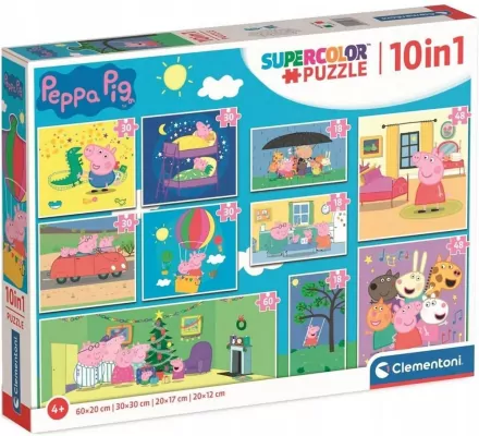 Puzzle 10w1 Super Kolor Świnka Peppa