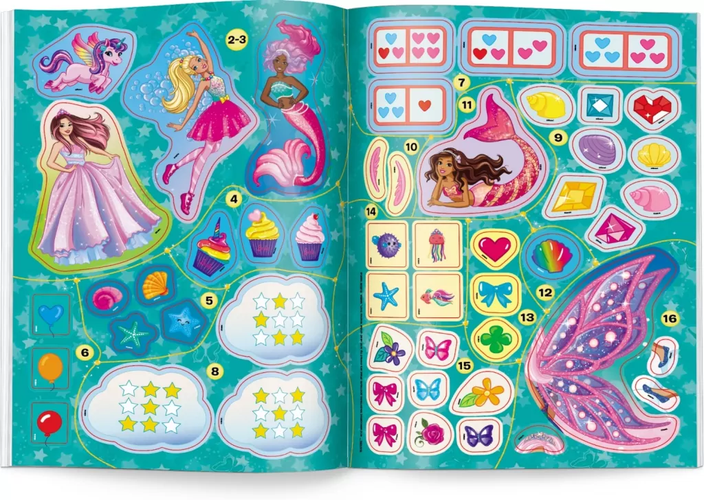 Mattel Barbie Dreamtopia. 100 brokatowych naklejek - tantis.pl