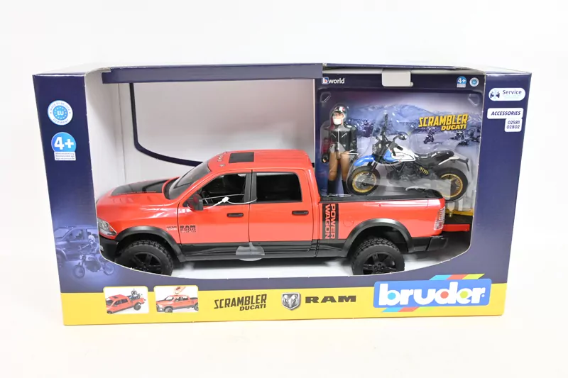 Bruder. Auto Dodge RAM 2500 Power Wagon z motocyklem Ducati, 02502 - tantis.pl