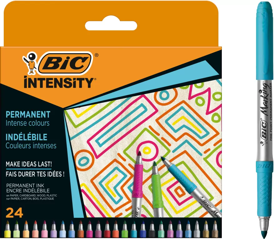 BIC. Markery Intensity Permanent Intense + Pastel + Metallic, 24 kolory - tantis.pl