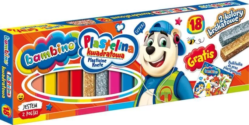 Plastelina kwadratowa Bambino. 18 kolorów - tantis.pl