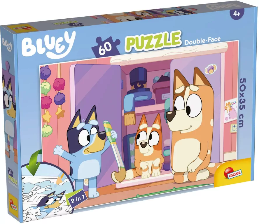 Lisciani. Puzzle 60 dwustronne. Bluey - tantis.pl