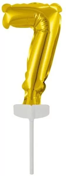 Balon foliowy mini cyfra 7 złota 7,5x12cm - tantis.pl