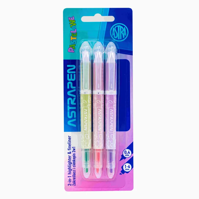 Zakreślacz i cienkopis 2w1 Astrapen pastelowe 3 kolory - tantis.pl