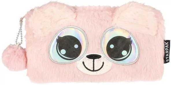Saszetka pluszowa Big eyes różowa 20x11cm - tantis.pl