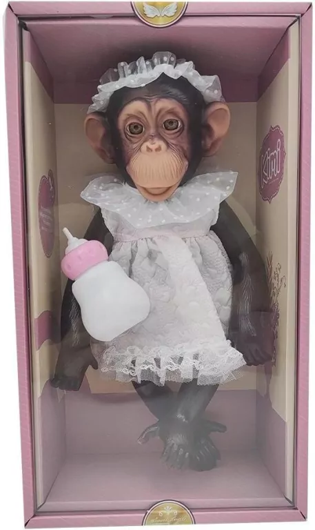 Lalka małpka szympans w koszuli nocnej 32cm - tantis.pl