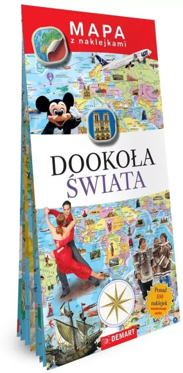 Mapa z naklejkami. Dookoła świata - tantis.pl