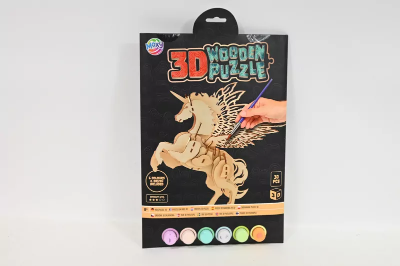 *****Drewniane puzzle 3D Jednorożec 400088J 11698 - tantis.pl