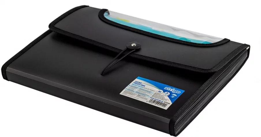 Strigo. Teczka A4 z 12 przekładkami V-file, czarna - tantis.pl