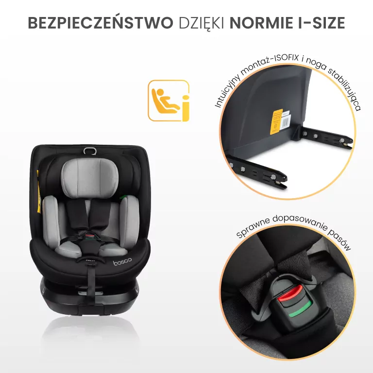 Caretero Fotelik Bosco czarny (40-150cm) - tantis.pl