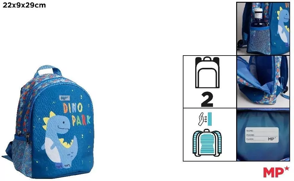 Plecak dwukomorowy Dino Park granatowy 22x9x29cm - tantis.pl