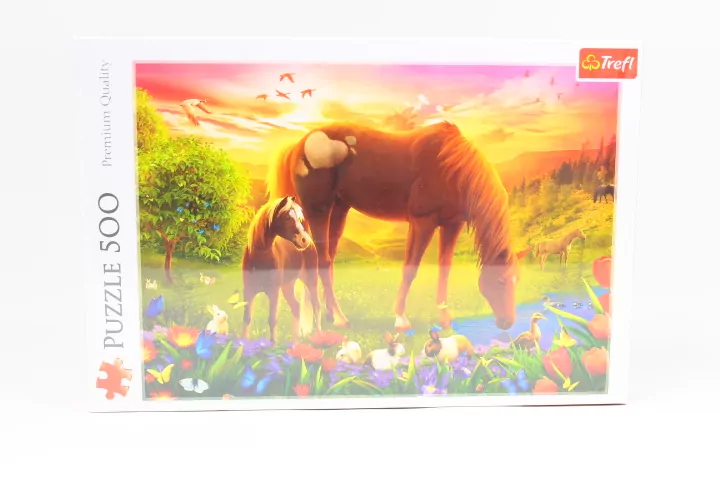 Konie na łące. Puzzle 500 elementów - tantis.pl