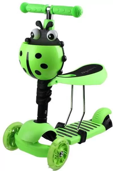 Hulajnoga 3-kołowa 3w1 biedronka zielona - tantis.pl