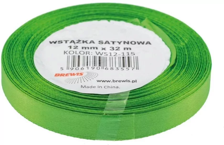 Wstążka satynowa. Zielona 12mmx32m - tantis.pl