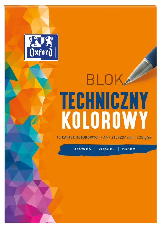 Blok techniczny Oxford A4 10k 225g kolorowy - tantis.pl