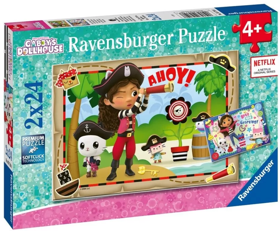 Ravensburger. Puzzle 2x24 dla dzieci. Koci Domek Gabi - tantis.pl