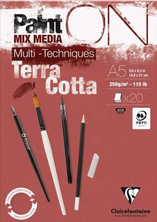 Blok A5 papier w kolorze terakoty 250g 20ark - tantis.pl