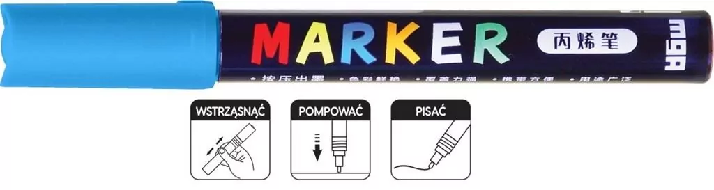 Marker akrylowy 1-2mm lazurowy (6szt) M&G - tantis.pl