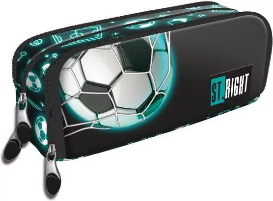 Piórnik saszetka trzykomorowa Neon Football - tantis.pl