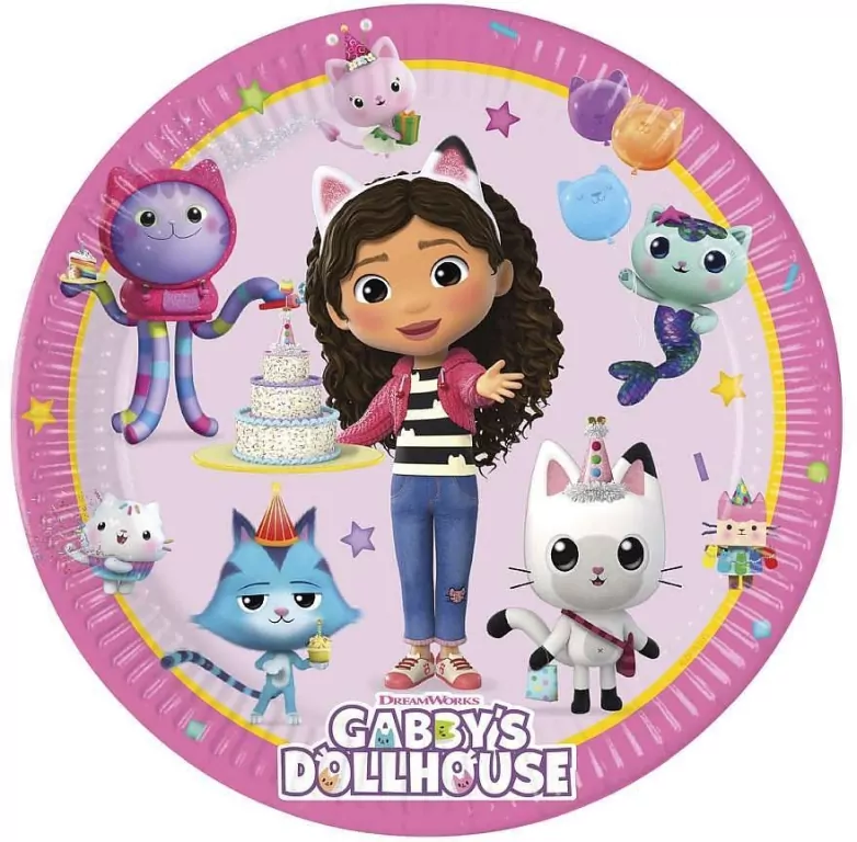 Talerzyki papierowe 20cm. Gabby's Dollhouse - tantis.pl