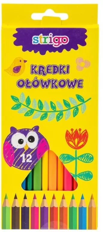 Kredki trójkątne ołówkowe 12 kolorów STRIGO - tantis.pl